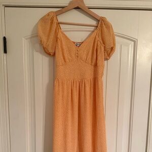 Mimi Chica Fairy Peach Floral Empire Dress Medium Cottagecore Feminine Coquette